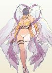  angel_wings angewomon armor asymmetrical_clothes aura bare_arms bare_shoulders blonde_hair boots breastplate breasts buckle cleavage detached_collar digimoji digimon digimon_adventure elbow_gloves feathered_wings feet_out_of_frame gloves grey_background hagoromo head_wings helmet highres large_breasts lips long_hair multiple_wings navel o-ring oda_non shawl shiny shiny_skin simple_background single_glove single_pantsleg skindentation smile solo thigh_strap white_background white_gloves white_wings wings wrist_wings zipper 
