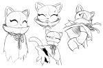  2017 anthro black_and_white cat claws clothed clothing digital_media_(artwork) eyes_closed feline female looking_at_viewer mammal monochrome multiple_poses one_eye_closed pants pose scratch_the_cat simple_background sketch smile solo sssonic2 sweat white_background 