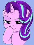  2018 digital_media_(artwork) equine eyelashes female feral friendship_is_magic hair horn mammal moozua multicolored_hair my_little_pony reaction_image simple_background solo starlight_glimmer_(mlp) unicorn 