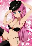  1girl breasts cleavage female highres pink_hair ragho_no_erika solo thighhighs 