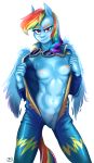  2015 abs alternate_form anthro anthrofied breasts clothing designjh dreamworks_face equine eyewear feathered_wings feathers featureless_crotch female friendship_is_magic goggles hair hi_res long_hair looking_at_viewer mammal multicolored_hair my_little_pony navel nipples pegasus rainbow_dash_(mlp) rainbow_hair simple_background skinsuit solo tight_clothing white_background wings 