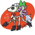  &lt;3 2018 ambiguous_gender bone boots clothing deadxqueen dragon duo footwear friends friendship_is_magic hair happy my_little_pony open_mouth riding scarf skeleton skellinore_(mlp) smile spike_(mlp) undead 