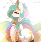  &lt;3 2018 crown cutie_mark equine feathered_wings feathers female feral friendship_is_magic hair horn jewelry long_hair looking_at_viewer looking_back magnaluna mammal multicolored_hair my_little_pony necklace princess_celestia_(mlp) pussy solo winged_unicorn wings 