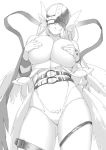  :o angel_wings angewomon ass_visible_through_thighs asymmetrical_clothes belt blush breasts breasts_outside buckle cleavage collarbone covering covering_breasts cowboy_shot digimon digimon_adventure greyscale hagoromo hakai_shin head_wings helmet huge_breasts lips long_hair monochrome multiple_wings navel o-ring parted_lips pubic_hair pubic_hair_peek revealing_clothes shawl simple_background skindentation solo thigh_strap white_background wings wrist_wings zipper 