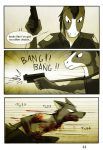  blood bryan_fang_(artist) canine clothing death english_text equine gun handgun horse male mammal pistol police ranged_weapon text undead weapon wolf zombie 