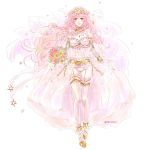  blush bouquet curly_hair dress fire_emblem fire_emblem:_kakusei fire_emblem_heroes flower full_body high_heels holding holding_bouquet insarability looking_at_viewer olivia_(fire_emblem) pink_eyes pink_hair simple_background smile solo wedding_dress white_background 
