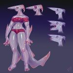  2015 anthro breasts clothing derek_hetrick eyewear female fish gills goblin_shark goggles hi_res lips marine mitsu_(derek_hetrick) open_mouth shark sharp_teeth solo swimsuit teeth webbed_feet webbed_hands 