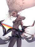  altera_(fate) ashita_kura ass bad_id bad_pixiv_id breasts commentary dark_skin facial_mark fate/extella fate/extra fate/grand_order fate_(series) forehead_mark full_body_tattoo gradient gradient_background grey_background highres holding holding_sword holding_weapon light photon_ray red_eyes red_ribbon ribbon shadow short_hair small_breasts smile solo sword tattoo veil weapon white_background white_hair 