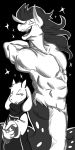  aaron_(undertale) anthro bonusjosh boss_monster caprine duo equine female fish flexing goat hi_res hippocampus horse male mammal marine monochrome muscular smile toriel undertale video_games 