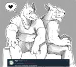  blushed bulge canine clothing dialogue glitter_trap_boy invalid_tag mammal muscular sketch text twitter 