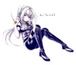  arc_the_lad ass breasts character_request leather legs logo long_hair nail solo surume_(surume_8738) tattoo 