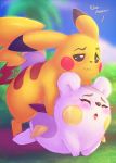  2018 absurd_res ambiguous_gender blush digital_media_(artwork) dimwitdog duo eyes_closed from_behind_position hi_res male male/ambiguous mammal nintendo open_mouth pikachu pok&eacute;mon pok&eacute;mon_(species) rodent sex togedemaru tongue tongue_out video_games 
