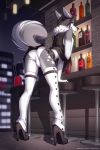  anthro bar bulge butt canine clothed clothing crossdressing footwear girly hair high_heels looking_back male mammal shoes smile solo spefides standing 