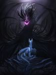  2017 blue_eyes demon digital_media_(artwork) dragon duo feral glowing glowing_eyes membranous_wings no_sclera purple_eyes scalie soulsplosion western_dragon wings 