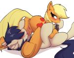  2018 69_position animal_genitalia animal_penis anus applejack_(mlp) blonde_hair blush butt constance cum cum_on_face cum_on_penis cutie_mark digital_media_(artwork) duo earth_pony equine equine_penis fan_character female feral freckles friendship_is_magic fur hair hi_res hooves horse livinthelife0friley lying male male/female mammal my_little_pony on_back oral penis pony pussy sex simple_background smile tongue tongue_out underhoof white_background 