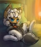  anthro anus bed blue_eyes blush bound canine clothing collar female fox lying mammal on_back pussy rubber rubber_suit solo sorrynothing spread_legs spreading tiny_fox_(sorrynothing) 