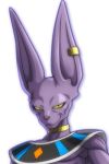  anthro beerus bust_portrait cat clothing dragon_ball dragon_ball_super ear_piercing feline male mammal muscular piercing portrait simple_background smile solo sphynx 