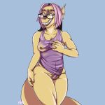  anthro bottomless breasts clothed clothing dickgirl dragon erection eyewear glasses intersex looking_at_viewer mars.cacxtus nipples slightly_chubby solo standing wet_clothing 