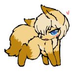  &lt;3 ambiguous_gender blonde_hair blue_eyes blush canine cute feral fox fur hair looking_at_viewer mammal simple_background solo sorrynothing tiny_fox_(sorrynothing) white_background yellow_fur 