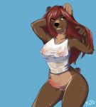  anthro bear breasts clothing erection herm humanoid_penis intersex looking_at_viewer mammal mars.cacxtus nipple_bulge penis pussy shirt smile solo standing uncut wet_shirt wide_hips 