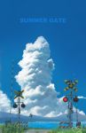  aki_(aki_k6) blue_sky cloud commentary_request day grass highres no_humans ocean original outdoors railroad_crossing road_sign scenery sign signature sky summer 