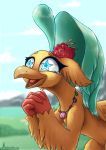  2018 avian blue_eyes digital_media_(artwork) eyelashes feathered_wings feathers female friendship_is_magic hippogryph loneless-art mammal my_little_pony my_little_pony_the_movie open_mouth princess_skystar_(mlp) smile solo wings 