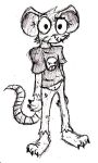  2009 bottomless clothed clothing male mammal monochrome rodent solo spunkyfull traditional_media_(artwork) 