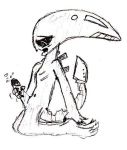  2009 alien alien_(franchise) cum male monochrome nude penis solo spunkyfull traditional_media_(artwork) xenomorph 