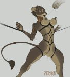  2018 anthro bdsm bondage bound bracelet breasts brown_fur clitoris clothed clothing digital_media_(artwork) farajah_(smooshkin) feline female fur genital_piercing jewelry lion loincloth looking_at_viewer mammal navel nipple_chain nipple_piercing nipples nude piercing pussy pussy_juice pussy_piercing red_eyes rope rope_bondage skimpy smile smooshkin solo standing teeth tial_tuft tongue tongue_out 