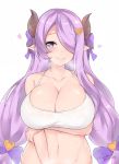  arm_under_breasts bare_shoulders blue_eyes blush braid breast_hold breasts cleavage closed_mouth collarbone cowboy_shot dated draph granblue_fantasy hair_ornament hair_over_one_eye hairclip heart heart-shaped_pupils horns huge_breasts kuavera lavender_hair long_hair looking_at_viewer midriff narmaya_(granblue_fantasy) navel pointy_ears shiny shiny_skin shirt sidelocks signature simple_background single_braid sleeveless solo stomach symbol-shaped_pupils t-shirt white_background 