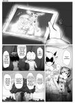  ? amnesia comic english eurasian_eagle_owl_(kemono_friends) frankseven greyscale head_wings highres kemono_friends monochrome multiple_girls northern_white-faced_owl_(kemono_friends) photo_(object) shaded_face short_hair speech_bubble tears younger 