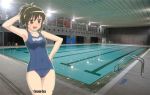  covered_navel female mikakunin_de_shinkoukei oono_niko ponytail pool school_swimsuit swimsuit 