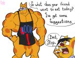  anthro apron bobthetanuki cat catdog_(series) clothing father father_and_son feline male male/male mammal muscular parent penis randolph_grant son 