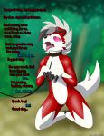  ... 2018 absurd_res anthro bdsm biped black_claws black_nose bodysuit bulge claws clothed clothing collar costume dialogue digital_drawing_(artwork) digital_media_(artwork) english_text hi_res immelmann kneeling leash lycanroc male mammal midnight_lycanroc nintendo offscreen_character open_mouth petplay pink_eyes pok&eacute;mon pok&eacute;mon_(species) pok&eacute;mon_costume puppyplay roleplay rubber shiny skinsuit solo spiral spiral_eyes suddenlytsumi text tight_clothing toe_claws tongue tongue_out video_games 