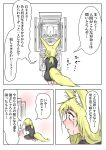  absurdres animal_ears barefoot blonde_hair comic commentary_request crying doitsuken flower flower_pot fox_ears fox_tail from_behind from_side highres kneeling low_ponytail original profile speech_bubble tail tears translation_request 