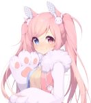  animal_costume animal_ears bangs blue_eyes bunny_costume bunny_ears bunny_hair_ornament closed_mouth commission eyes gloves hair_ornament heterochromia long_hair looking_at_viewer original pastel_colors paw_gloves paws pink_eyes pink_hair pom_pom_(clothes) runastark smile solo transparent_background twintails unmoving_pattern upper_body 