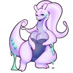 2018 2_toes antennae big_breasts breasts cleavage clothed clothing dragon female goodra green_eyes looking_at_viewer nintendo pinup pok&eacute;mon pok&eacute;mon_(species) pose raikissu slime smile solo standing toes video_games 