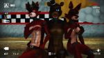  3d_(artwork) animatronic anthro bear being_recorded breasts canine crossgender digital_media_(artwork) eye_patch eyewear female five_nights_at_freddy&#039;s fox foxy_(fnaf) freddy_(fnaf) looking_at_viewer machine male malicekira mammal nude one_eye_closed robot smile video_games wink 