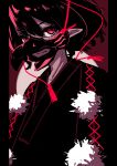  absurdres aie alternate_costume bad_id bad_pixiv_id bangs bird_mask black_hair highres pointy_ears pom_pom_(clothes) red_eyes red_ribbon ribbon shameimaru_aya short_hair solo touhou upper_body 
