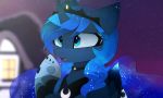  2018 blue_eyes cosmic_feathers cosmic_hair digital_media_(artwork) equine eyelashes feathered_wings feathers female feral friendship_is_magic hooves horn magnaluna mammal my_little_pony night outside princess_luna_(mlp) sky solo star starry_sky winged_unicorn wings 