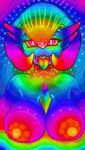  2019 acid_trip animated anthro breasts digital_media_(artwork) epilepsy_warning female gardevoir hair humanoid multicolor multicolored_hair nintendo nude open_mouth pok&eacute;mon pok&eacute;mon_(species) psychedelic rainbow_hair rainbow_skin smile solo video_games vrisoka 