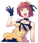  amami_haruka bad_id bad_pixiv_id brown_hair ekao gloves green_eyes hair_ribbon hands idolmaster idolmaster_(classic) jewelry live_for_venus necklace ribbon solo 