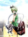  black_hairband blue_eyes dr_pepper ghost green_eyes hachikumo hairband konpaku_youmu konpaku_youmu_(ghost) minigirl short_hair solo touhou 