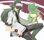  bad_id bad_pixiv_id baseball_cap gen_5_pokemon green_hair hat hozumi_(ta) male_focus n_(pokemon) pokemon pokemon_(creature) pokemon_(game) pokemon_bw ponytail smirk snivy wristband 
