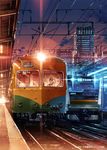  building cityscape cloud ground_vehicle locomotive night original overhead_line power_lines scenery sunset train train_station vania600 