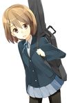  bad_id bad_pixiv_id black_legwear blazer brown_eyes brown_hair eka_eri guitar guitar_case hair_ornament hairclip hirasawa_yui instrument instrument_case jacket k-on! open_mouth pantyhose round_teeth school_uniform short_hair skirt solo teeth 