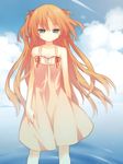  bad_id bad_pixiv_id blue_eyes cloud day dress long_hair neon_genesis_evangelion orange_hair ripples shikinami_asuka_langley sky solo souryuu_asuka_langley standing wading water yamiko yellow_dress 