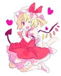  flandre_scarlet hair_ribbon heart machiko_(beard) one_eye_closed ribbon solo touhou 