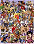  6+girls abel_(street_fighter) absolutely_everyone adon_(street_fighter) alex_(street_fighter) ass balrog birdie_(street_fighter) blanka blonde_hair blue_hair blue_sailor_collar brown_hair cammy_white capcom_fighting_jam captainosaka chain charlie_nash chicken_(food) chun-li cody_travers commentary crimson_viper crotch_kick dancing dark_skin dee_jay dhalsim dougi drill_hair dudley eagle_(street_fighter) edmond_honda el_fuerte elena_(street_fighter) english_commentary everyone eyepatch facial_hair fei_long final_fight food formal fried_chicken gai_(final_fight) geki_(street_fighter) gen_(street_fighter) genryuusai_maki gill gouken gouki guile hakan halter_top halterneck han_juri hibiki_dan highres hip_vent hugo_andore ibuki_(street_fighter) ingrid jewelry joe_(street_fighter) juli juni kanzuki_karin kasugano_sakura ken_masters lee_(street_fighter) m_bison makoto_(street_fighter) marijuana mask mike_(street_fighter) multiple_boys multiple_girls muscle mustache native_american necklace necro_(street_fighter) pantyhose pelvic_curtain purple_hair q_(street_fighter) rainbow_mika red_eyes remy_(street_fighter) retsu rolento rose_(street_fighter) rufus_(street_fighter) ryuu_(street_fighter) sagat sailor_collar scar school_uniform sean_matsuda serafuku seth_(street_fighter) skull skull_necklace sodom street_fighter street_fighter_ii_(series) street_fighter_iii_(series) street_fighter_iv_(series) street_fighter_zero_(series) suit thunder_hawk twelve twin_drills twintails urien vega yang_lee yun_lee zangief 