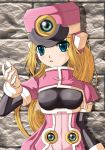  1girl blonde_hair blue_eyes blush bodystocking breasts coat female framed_breasts gloves hat long_hair looking_to_the_side medium_breasts pink_coat prairie puffy_short_sleees rockman rockman_zx shako_cap solo upper_body white_gloves yakouhai 